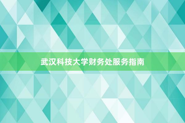 武汉科技大学财务处服务指南